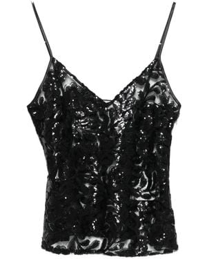 Golden Goose Sequin V-Neck Top - Black