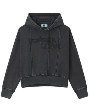 Izzue Logo-Embroidered Paneled Hoodie - Black