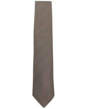 Canali Geometric-Pattern Tie - White