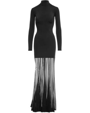 V:PM ATELIER Cami High-Neck Mesh-Insert Maxi Dress - Black