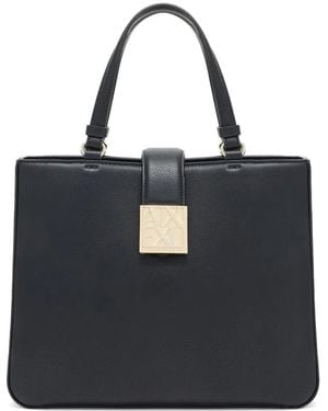 ARMANI EXCHANGE Logo-Plaque Tote Bag - Black