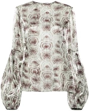 Genny Organza Turtle Print Blouse - Green