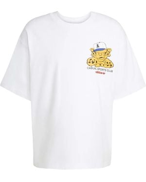 adidas Wabash Leopard-Graphic T-Shirt - White