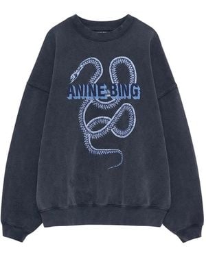 Anine Bing Harvey Crew Sweatshirt Snake Washed - Blue