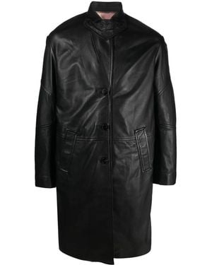 Zadig & Voltaire Macari Buttoned Leather Coat - Black