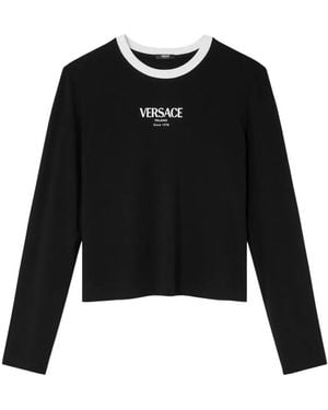 Versace Logo-Detail Long-Sleeve T-Shirt - Black
