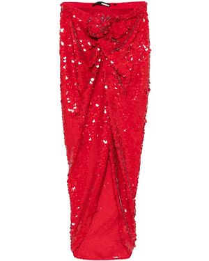 ROTATE BIRGER CHRISTENSEN Assymetric Sequin Skirt - Red