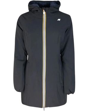 K-Way Denise St Reversible Hooded Zip-Front Parka Coat - Blue