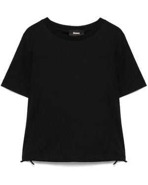 Laminar T-Shirt Met Trekkoord Afwerking - Zwart