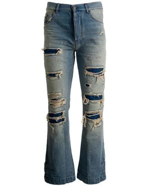 Amiri Distressed Paint-Splatter Jeans - Blue