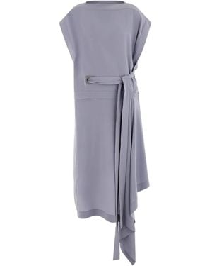 Ferragamo Seidenkleid Mit Gancio-Detail - Grau