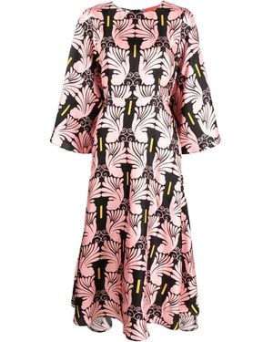 La DoubleJ Sorella Printed Silk Dress - Red