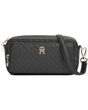 Tommy Hilfiger Logo Embossed Shoulder Bag - Black