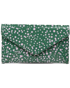 Dries Van Noten Polka-Dot Printed Envelope Leather Wallet - Green