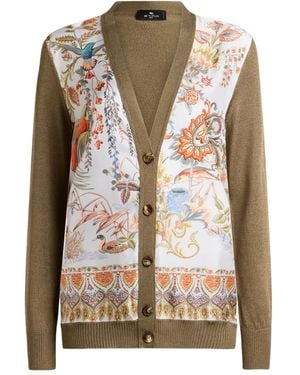 Etro Cardigan mit Blumeneinsätzen - Braun