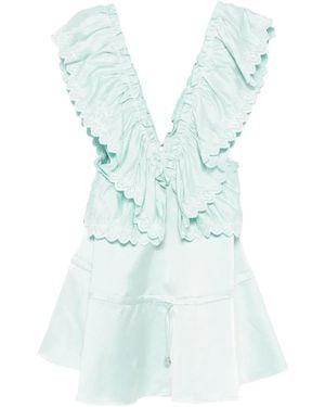 Coperni Broderie-Anglaise Ruffled Dress - Blue