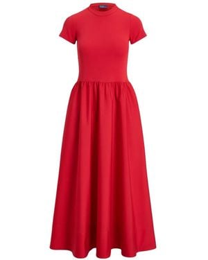Polo Ralph Lauren Short-Sleeve Midi Dress - Red