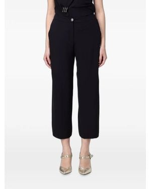 Hanita Crepe-Texture Cropped Trousers - Black
