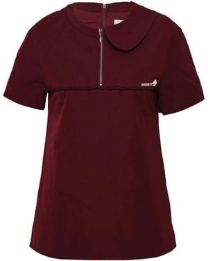 ShuShu/Tong Semi-Peter Pan Collar Top - Red