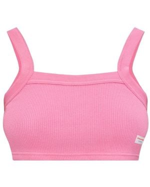 Alexander Wang Waffle-Knit Logo-Patch Top - Pink