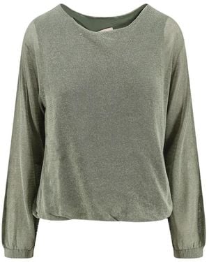 Semicouture Camila Rounded-Neckline Long-Sleeves Jumper - Green