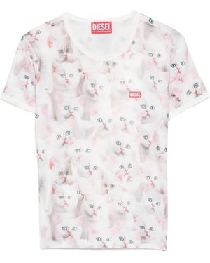 DIESEL All-Over Cat-Print Short-Sleeved T-Shirt - White