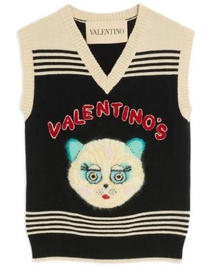 Valentino Garavani Le Chat De La Maison Embroidered Gilet - Black