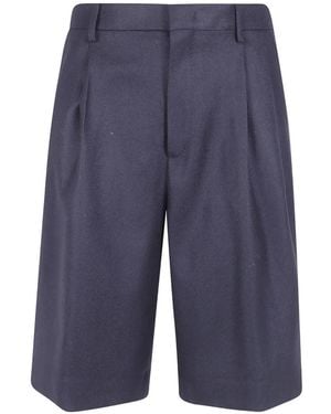 Tagliatore Pleated Wool Shorts - Blue