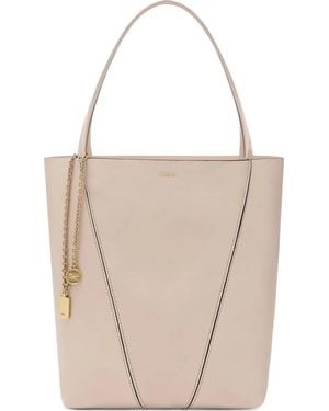 Chloé Spin Leather Tote Bag - Natural