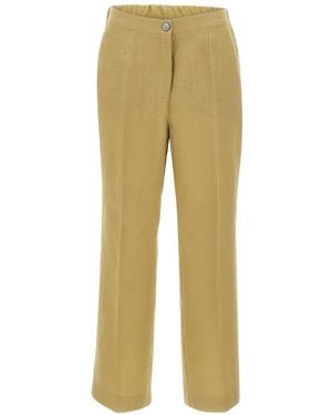 Elena Miro Wide-Leg Linen Trousers - Natural