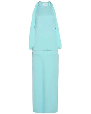 Courreges Vestido Largo Con Cinturón - Azul