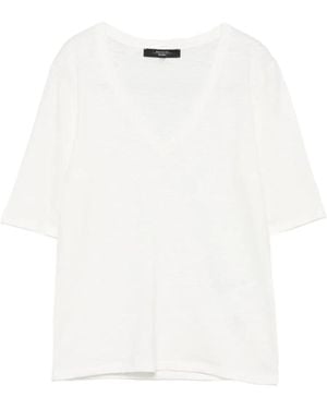 Weekend by Maxmara Haut Col V À Manches Courtes - Blanc