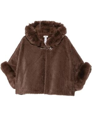 Liu Jo Faux-Fur Hooded Cape - Brown
