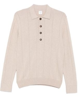 Eleventy Geripptes Poloshirt - Weiß