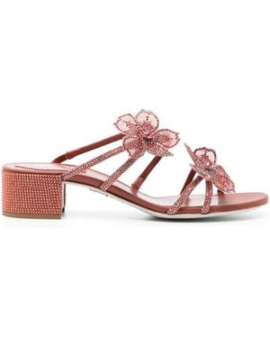 Rene Caovilla 50Mm Peach Flower Sandals - Pink
