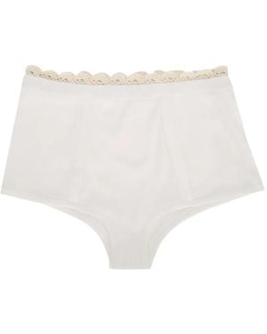 Magda Butrym Shorts De Canalé Con Ribete Festoneado - Blanco