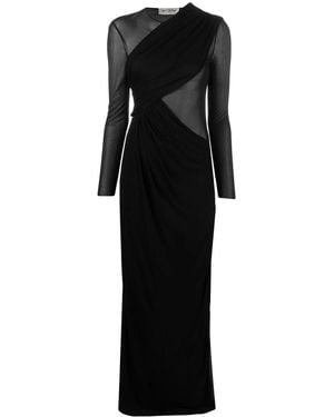 Saint Laurent クレープ&ジャージー ドレープマキシドレス - ブラック