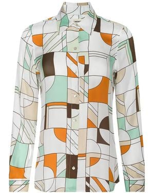 L'Agence Blusa Nina Con Estampado Geométrico - Blanco