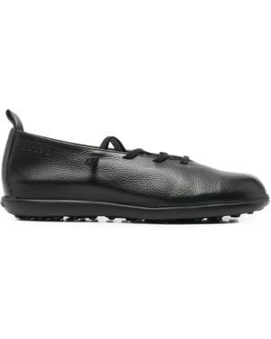 Wonders Lace-Up Leather Ballet Flats - Black