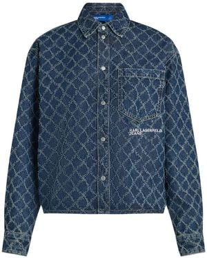 KARL LAGERFELD Argyle Denim Shirt - Blue