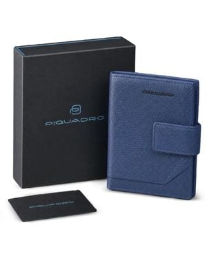 Piquadro Pebbled-Leather Wallet - Blue