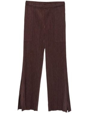 Pleats Please Issey Miyake Plissé Split-Hem Trousers - Brown