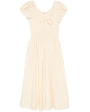 Doen Quinn Midi-Jurk Met Pofmouwen - Wit