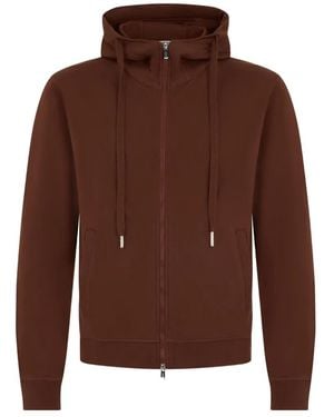 Fedeli Zip-Up Drawstring Hoodie - Brown
