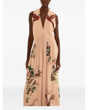 FARM Rio Bird Poetry Hummingbird-Appliqué Dress - Natural