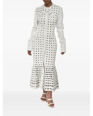 Off-White c/o Virgil Abloh Eyelet-Embellished Belted Midi Dress - White