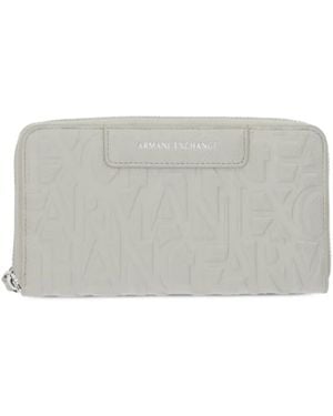 ARMANI EXCHANGE Logo-Embossed Zip-Around Wallet - Gray