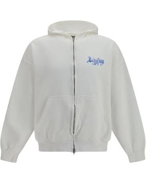 Balenciaga Logo-Print Zip-Up Hoodie - Grey