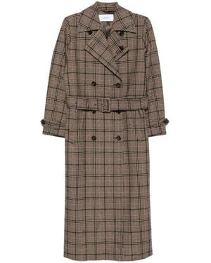Lardini Prince Of Wales Check Double-Breasted Coat - Natural