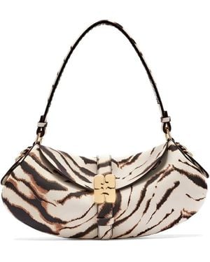 Ganni B-Kat Zebra-Print Shoulder Bag - Metallic